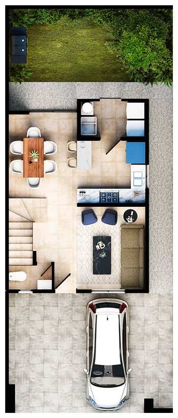 Planta baja casa modelo Ibiza 3N en Salvaterra Residencial
